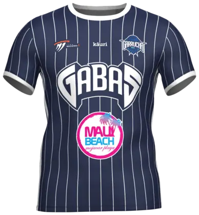 Camiseta cubre azul marino de rayas finas