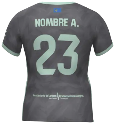 La camiseta gris del BM Langreo por detrás