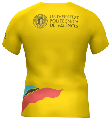 La camiseta de competición amarilla por detrás